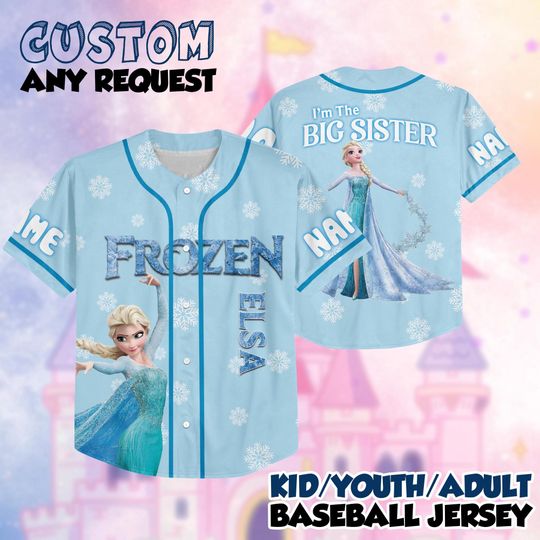 Discover Custom Elsa Frozen Baseball Jersey, Custom Disney Princess Elsa Baseball Shirt, Matching Disney Trip Outfit, Disney Birthday Gift
