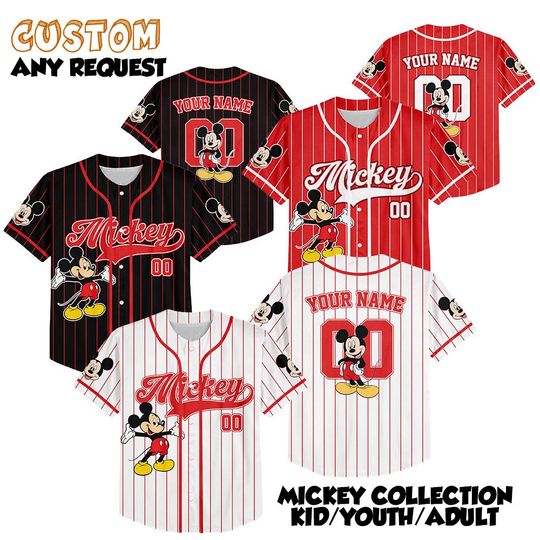 Discover Custom Disney Mickey Mouse Collection Baseball Jersey, Disney Mickey Mouse Jersey, Disneyland Baseball Team Matching Outfit, Birthday Gift