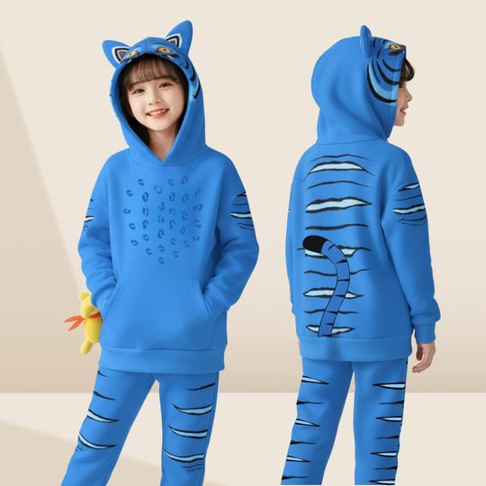 Discover Blue Tiger Costume Ear Hoodie Jogger Adult, Blue Tiger Sweatshirt, Blue Tiger Costume Hoodie, Movie Cosplay Outfits