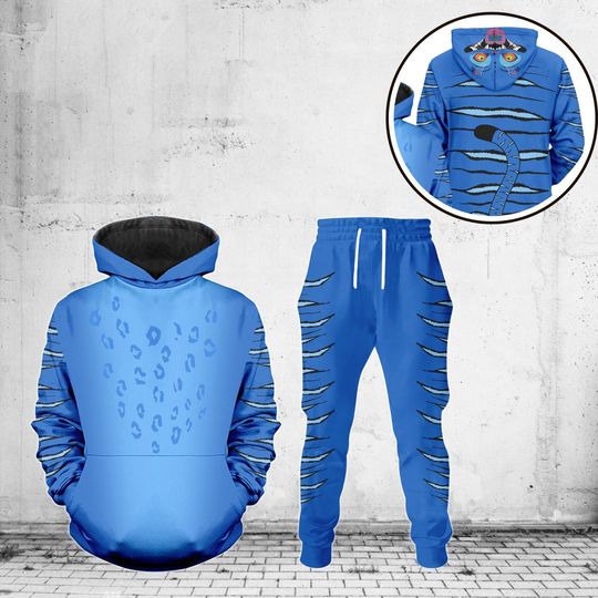 Kpop Demon Hunters Tiger Costume Hoodie Joggers, Derpy Tiger Cosplay, Derpy Tiger Costume Hoodie, Blue Tiger Shirt, Halloween Costume
