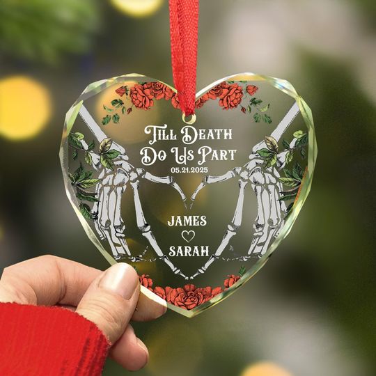 Til Death Do Us Part Personalized Skeleton Anniversary Ornament, Halloween Lovers Christmas Gift, Skeleton Couple Decor, Gothic Wedding Gift