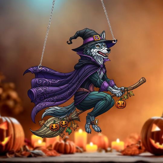 Discover Halloween Wolf Acrylic Window Hanging, Halloween Home Decor, Halloween Ornament, Gift for Her, Home Decoration