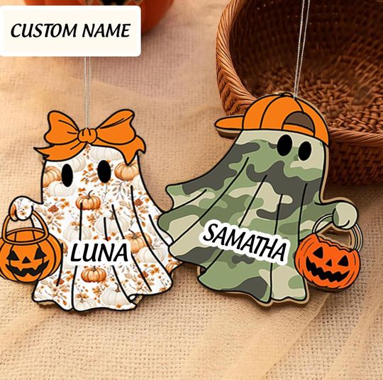 Discover Personalized Ghost Halloween Acrylic Boo Basket Name Acrylic For Kids Halloween Ornament Halloween Acrylic Window Haning Decor Cute Ghost