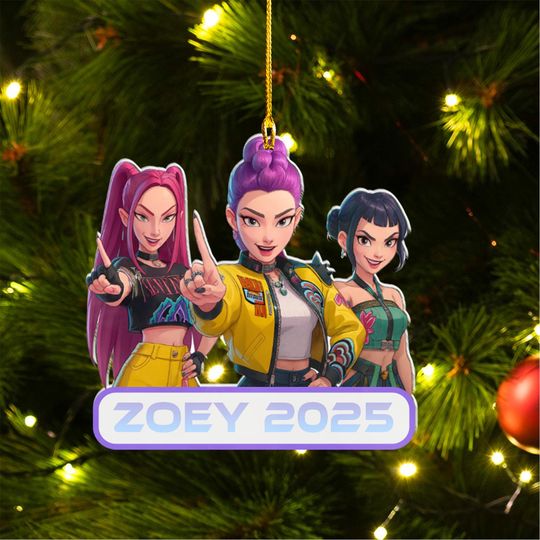 Custom Kpop Demon Hunter Christmas, Halloween Acrylic Ornament, Custom Huntrix Ornament, Decor Acrylic Ornament, Custom name + Year