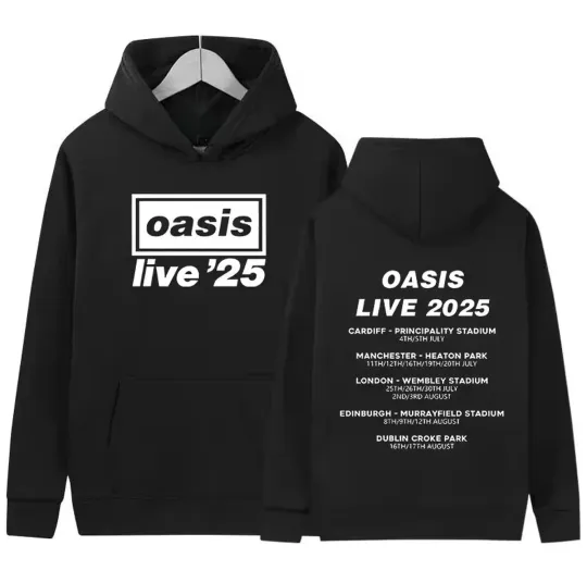 Discover 2025 Oasis Band Live Tour Dates Unisex Double Sided Hoodie