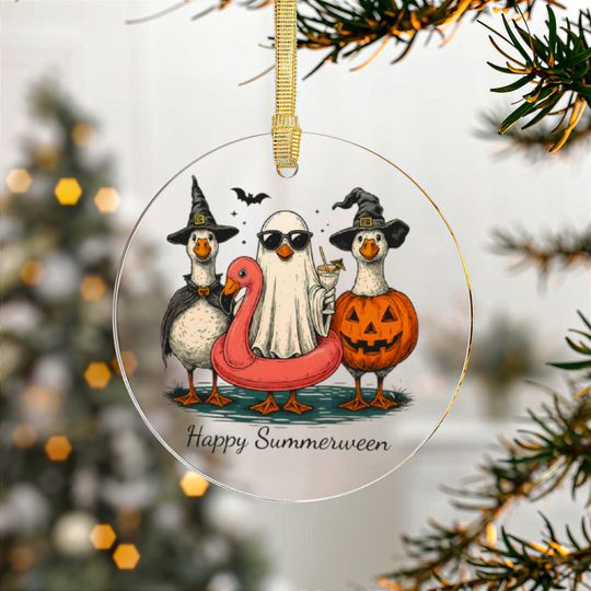 Discover Halloween Ornaments Happy Summerween Goose Ghost Acrylic Ornaments Fun Halloween Decor Holiday Decorations Summer Decor Unique Gift Ideas