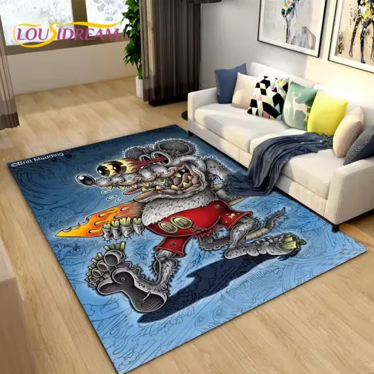 Discover Funny Rat Fink Cartoon Area Rug,Carpet Rug for Living Room Bedroom Garage Sofa D