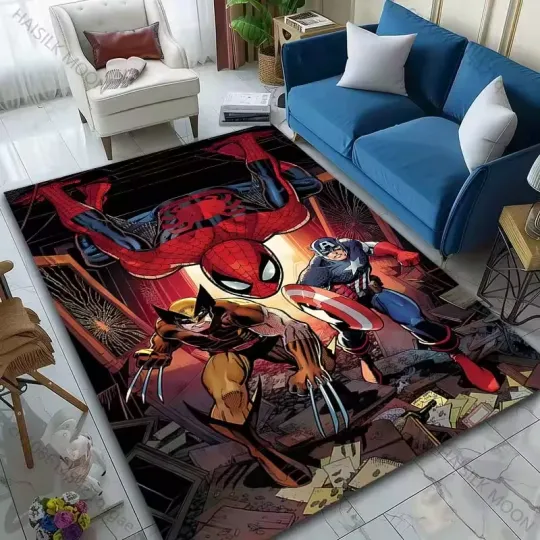 Spider-Man Movie Print Rug for Bedroom Kids Crawling Mat