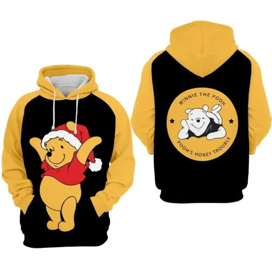 Discover Disney Hoodies Winnie the Pooh Hoodie Winnie the Pooh and Friends Yellow White Hoodie Cute Stunning Disney 3D Hoodie  Hoodie