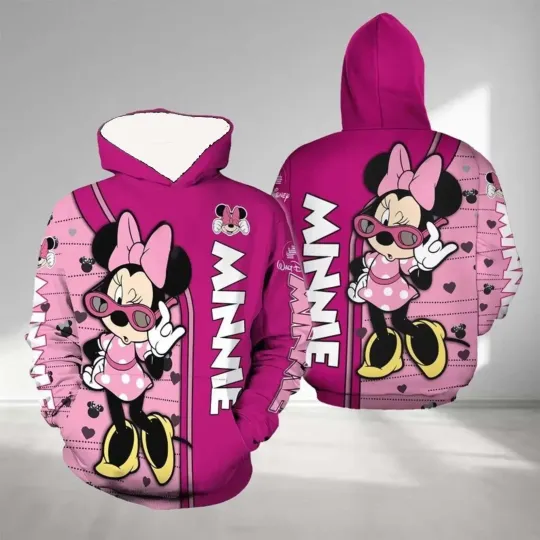 Disney Minnie Mouse 3D Print Hoodie, Cute Disney 3D Hoodie