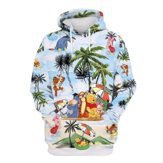 Disney 3D Hoodie, Piggy Flower Cartoon Winnie the Pooh Hoodie, Cute Disney 3D Hoodie