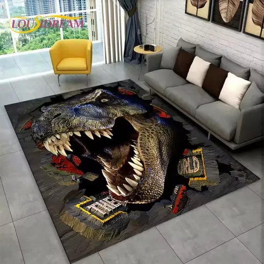 Discover 3D Visual Illusion Dinosaur Area Rug,Carpet Rug for Home Living Room Bedroom Sof
