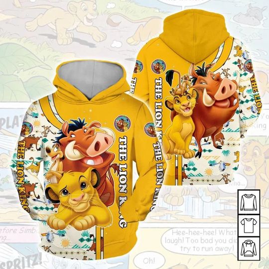 Disney Lion King Hoodie with Simba and Pumba Hoodie 3D