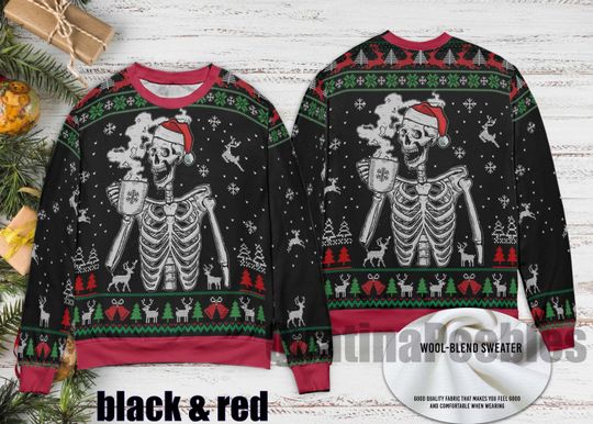 Discover Skull Christmas Ugly Sweater, Christmas Skull Ugly Sweater, Holiday Sweater, Family Ugly Christmas Sweater, Funny Sweater for Family