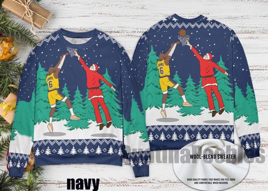 Discover Santa Dunking Lebron James Ugly Christmas Sweater, Lebron James Christmas Sweater, Santa  Holiday Sweater, Ugly Christmas Sweater