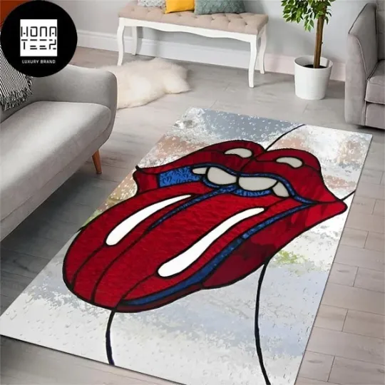 The Rolling Stones Red and Blue Logo Rug