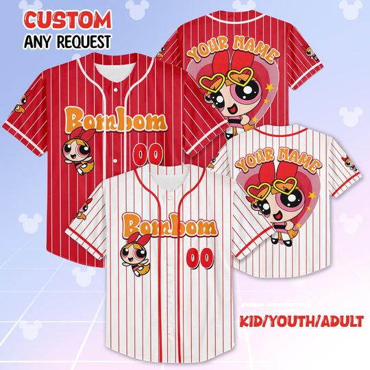 Discover Personalized Blossom Baseball Jersey, Custom The Powerpuff Girls Blossom Shirt, Cartoon Network Team Outfit, Gift for Fans