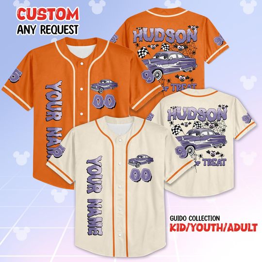 Discover Custom Doc Hudson Halloween Baseball Jersey, Custom Disney Cars Shirt, Disneyland Halloween Outfit, Trick or Treat Jersey, Gift for Fans