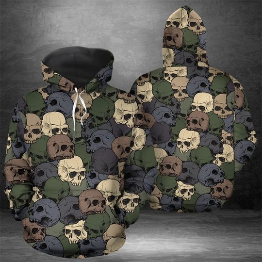 Discover Horror Skull 3D Hoodies, Cute Halloween Hoodie Gift