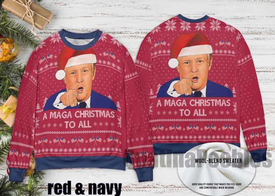 Donald Trump MAGA Christmas Ugly Xmas Sweater, Trump 2025 Ugly Sweater, President Trump Ugly Sweater, Gift For Men Women, Ugly Sweater