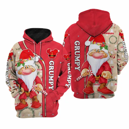 Discover Christmas Disney Grumpy Dwarf Cartoon Men Women 3D Print High Quality Fleece Zipper Hoodies Pullover Tops Dropshipping