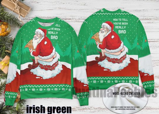 Discover Santa On The Toilet Ugly Christmas Sweater, Naughty Santa Claus Christmas Sweater, Unisex Funny Sweater for Family, Christmas Ugly Sweater