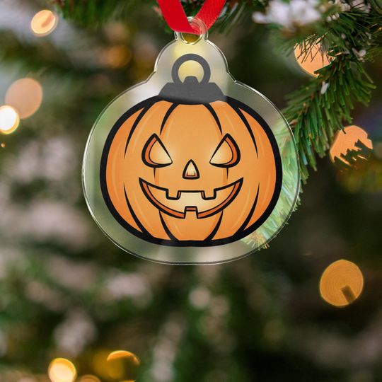 Jack O Lantern Ornament, Halloween Acrylic Ornament, Spooky Season Decoration, Cute Pumpkin Ornament, Fall Decor, Halloween Tree Decor