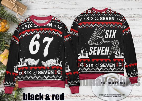6 7 Ugly Sweater Christmas, Funny Halloween costume for kids or parents Ugly Sweater, six seven Tiktok trend, Meme shirt, Sweater Christmas