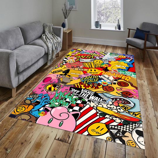 Discover Pop Art Cartoon Rug, Colorful Modern Area Rug