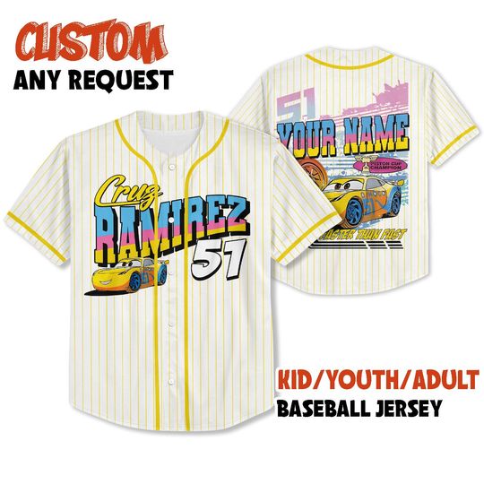 Discover Pixar Cars Cruz Ramirez Jersey Shirt, Disney Cars Baseball Jersey, Cruz Ramirez Cosplay, Disney Family Shirts, Disney World Shirt