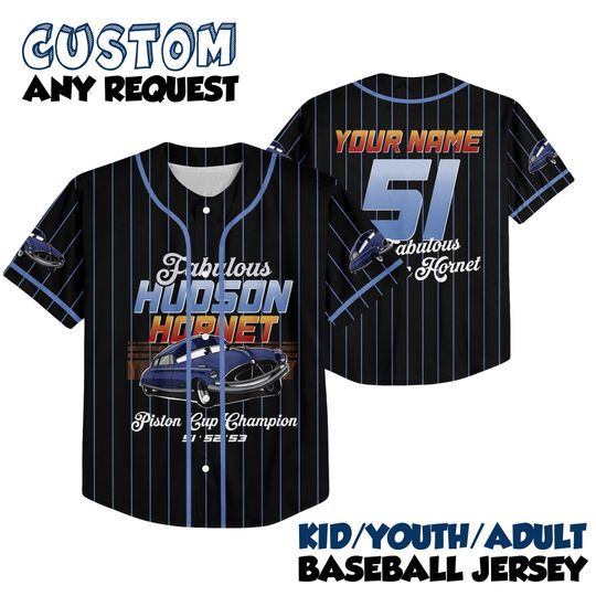 Discover Personalized Doc Hudson Baseball Jersey, Custom Disney Cars Jersey Shirt, Pixar Cars Baseball Team Outfit, Gift for Disney Fans