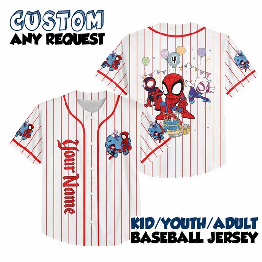 Discover Custom Spidey and his Amazing Friend Jersey, Custom Name Kid Adult Spiderman Baseball Jersey Outfit, Gift for Spider Fan, SpiderMan Birthday