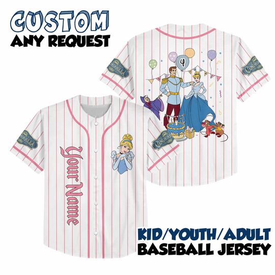 Discover Custom Princess Cindrella Birthday Baseball Jersey, Cinde Princess Baseball Jersey, Disney Cinde Shirt, Disneyworld Princess Shirt