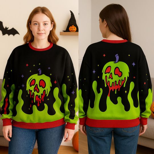 Discover WDW Pick Your Poison Apple Halloween Ugly Sweater, Magic Kingdom Villain Sweatshirt, Spooky Holiday Knit Jumper, Holiday Gift