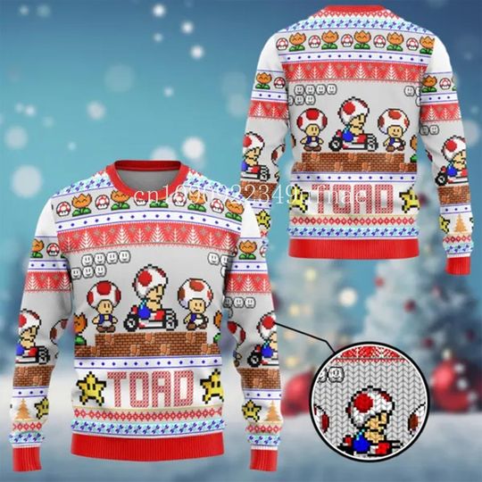 Discover Disney-Pull de Noël 3D pour hommes et femmes, pull Super Mario, cadeau de Noël animé, en-ly, 2025