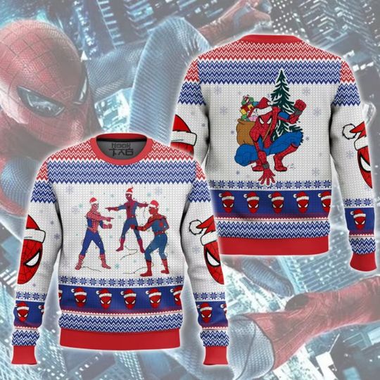Discover Marvel's Spider Man Christmas Ugly Sweatshirts 3D Print Autumn Fashion Y2K Children's Hoodies Men's And Women's Sweatshirts