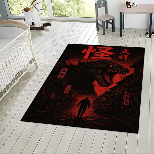 Discover Giant Monster Rug - Japanese Horror Style