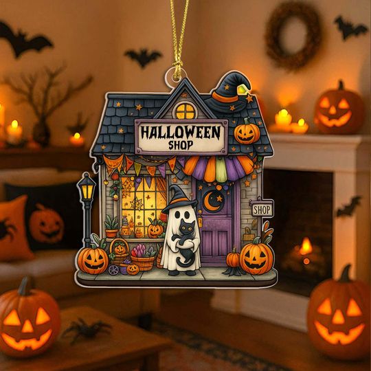 Discover Halloween Shop Acrylic Ornament, Halloween Home Decor, Halloween Gothic Decoration, Scary Decor, Spooky Home Decor, Halloween Gifts