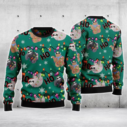 Sloth Xmas Ugly Sweater, Cute Holiday Gift for Men, Women & Kids, Funny Christmas Outfit.