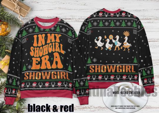 Discover In My Showgirl Era Ugly Christmas Sweater, Vintage Showgirl Shirt The Life Of A Showgirl 2025 New Album Ugly Sweater, Gift For Men Women