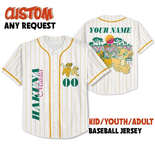 Discover Personalized Disney The Lion King Simba Simple Stripe Baseball Jersey, Custom Disney Baseball Jersey Uniform, Lion King Family Matching