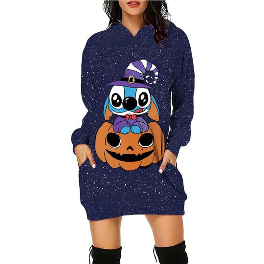 Disney Stitch Autumn Winter Christmas Birthday Party Women’s Hoodie Dress