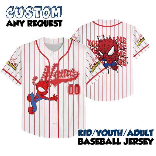 Discover Personalized Disney Spidey and His Amazing Friends Baseball Jersey, Superhero Spidey Spiderman Birthday Boy, Birthday Girl Marvel Family Tee