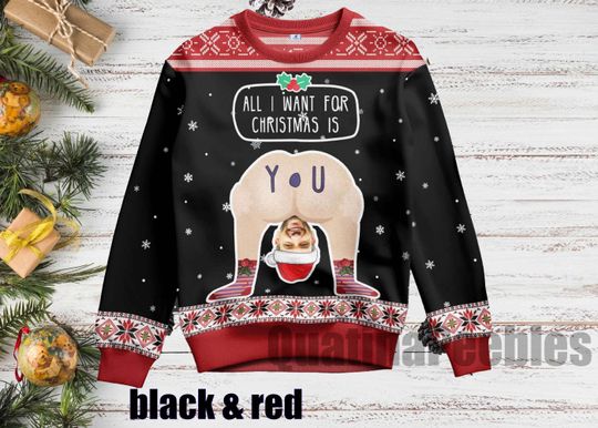 Discover All I Want for Christmas Is You Sweater,Custom Face This Is My Ugly Sweater, Personalized Xmas Ugly Sweater,Christmas Gift For Men Women Kid