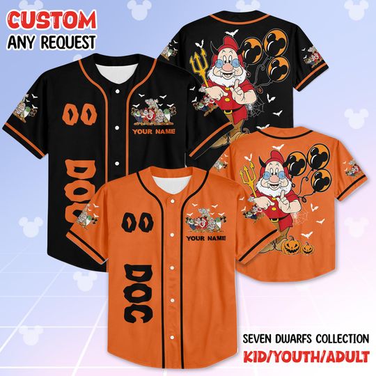 Discover Snow White Seven Dwarfs Halloween Mickey Balloon Baseball Jersey, Disney Halloween Family Matching Jersey, Disneyland Spooky Season
