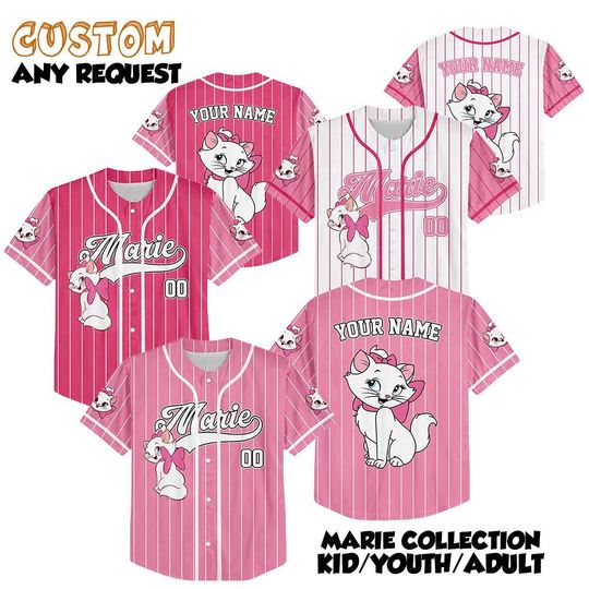 Discover Personalized The Aristocats Marie Cat Baseball Jersey, Custom Disney Marie Cat Jersey, Disney Jersey for Fans