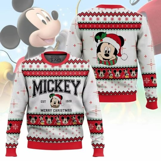 Discover Disney Mickey and Minnie Ugly Christmas Sweatshirts Autumn Sweatshirts Y2K Children's Hoodies Men's And Women's Sweatshirts