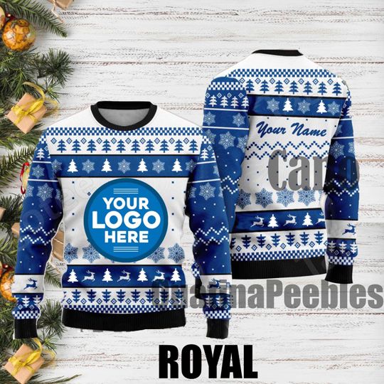 Custom Company Logo Ugly Christmas Sweater, Personalized Logo Xmas Sweatshirt, Custom Photo Image Christmas Gift For Men Women Kid