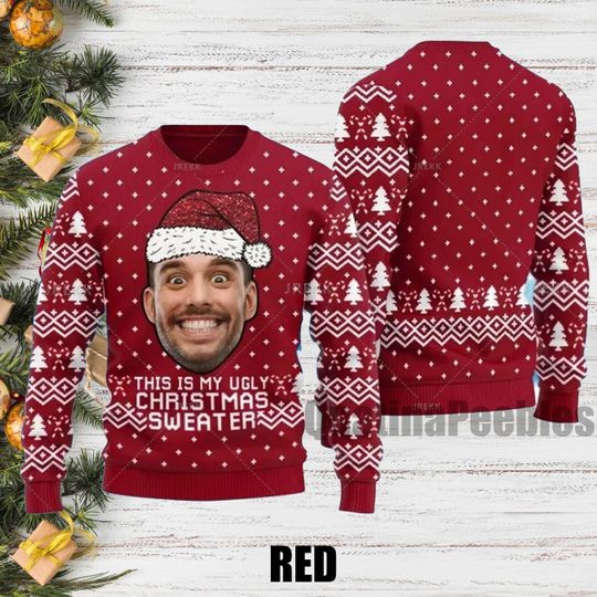Discover Custom Face This Is My Ugly Sweater Personalized Photo Ugly Sweater, Personalized Xmas Ugly Sweater, Christmas Gift For Men Women Kid