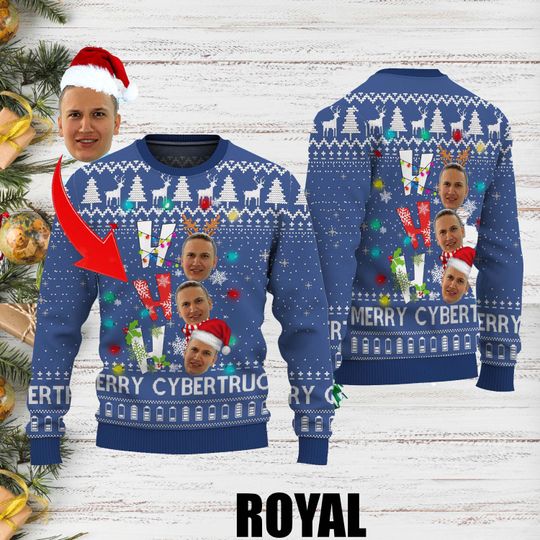 Ho Ho Ho Xmas Ugly Sweater, Personalize Face Ho Ho Ho Ugly Sweater, Custom Image Christmas Gift For Men Women Kid, Christmas Ugly Sweater